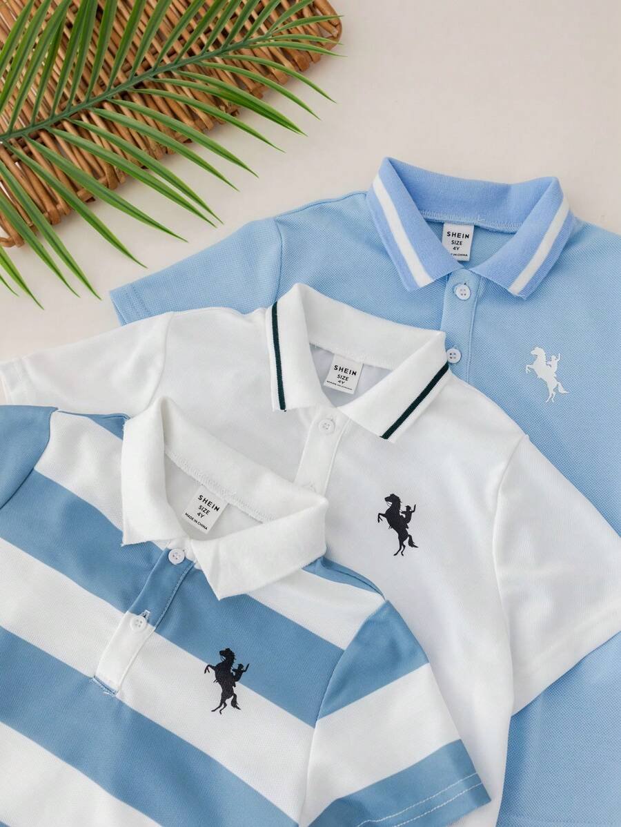 polo de manga corta con estampado universitario de estilo deportivo - Imagen 3