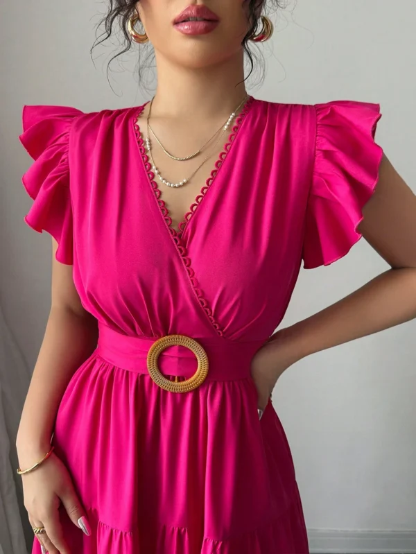 Vestido de dama elegante con cinturón en la cintura - Imagen 3