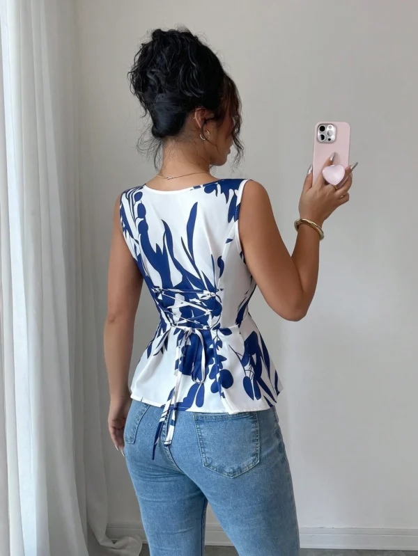 Blusa de mujer sin mangas con cuello sin cuello - Imagen 2