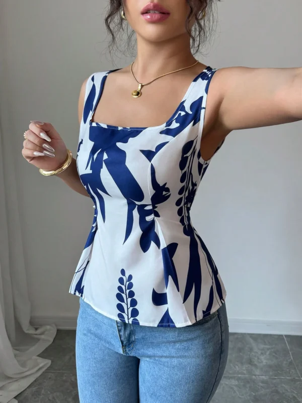 Blusa de mujer sin mangas con cuello sin cuello - Imagen 3