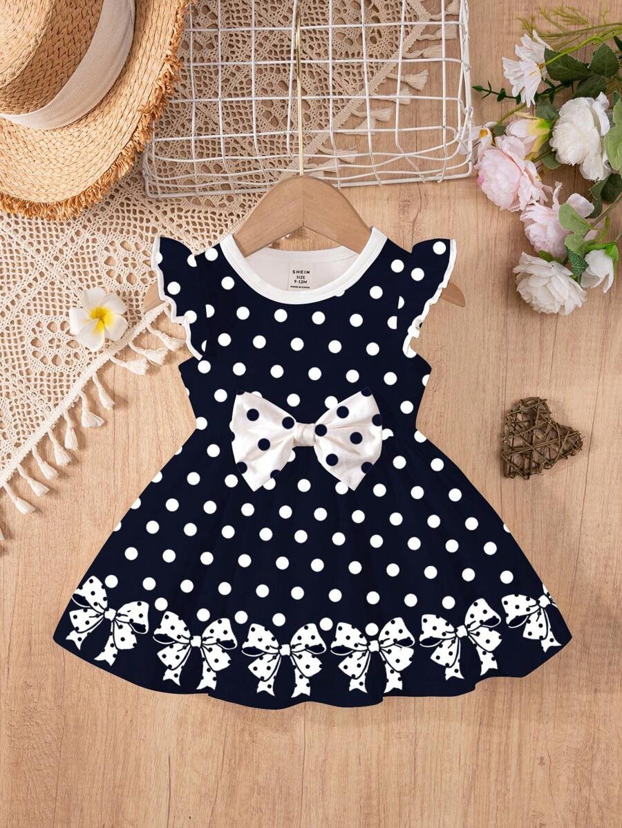 Vestido de manga larga con estampado de lazos, mariposas - Imagen 3