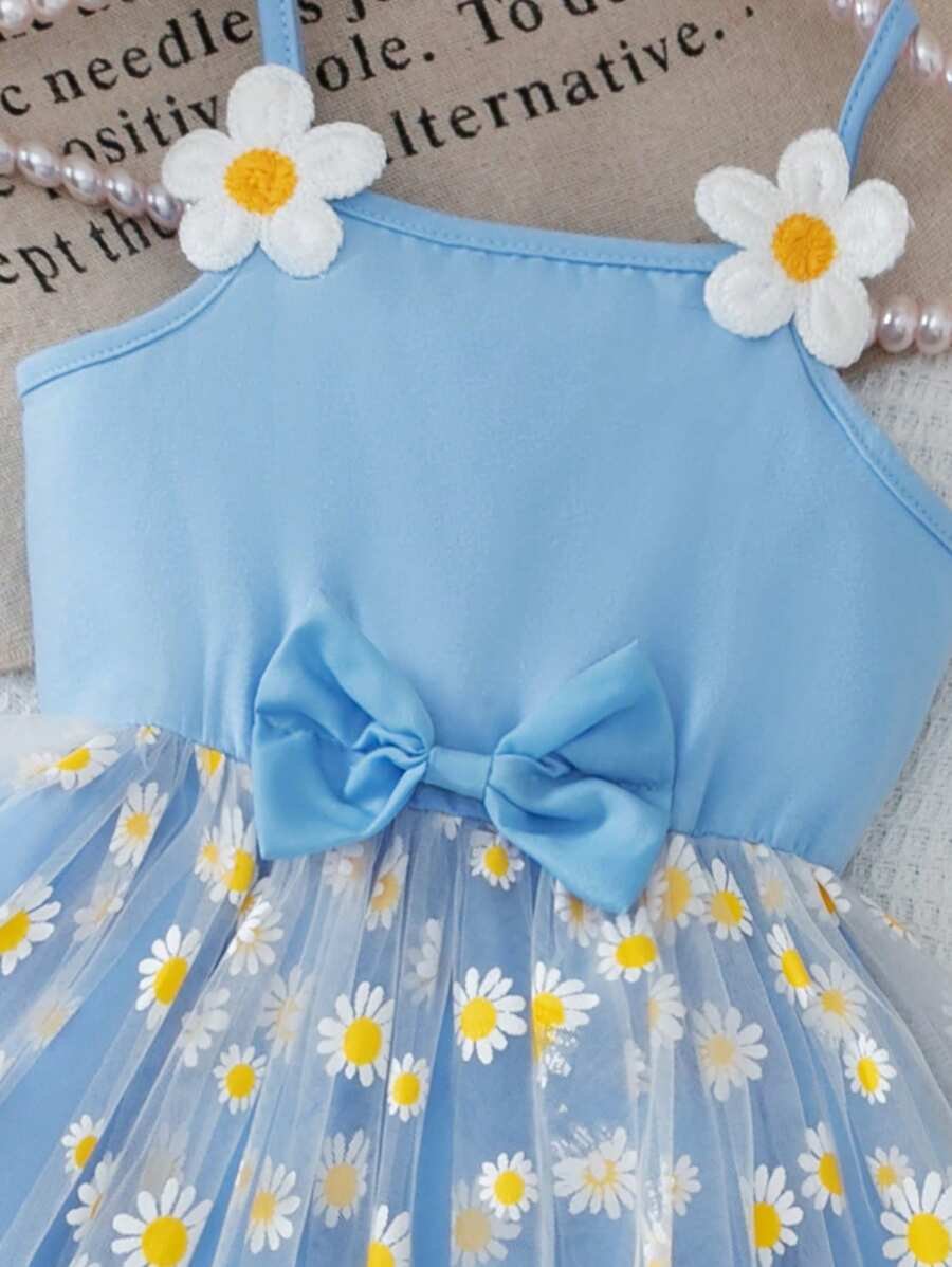 Vestido camisero casual de estampado floral con bordado y lazo a contraste - Imagen 3