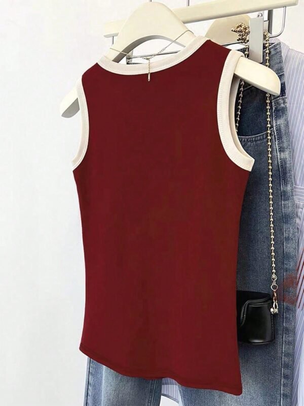 Top de tirantes informal de mujer de talla grande con parches - Imagen 2