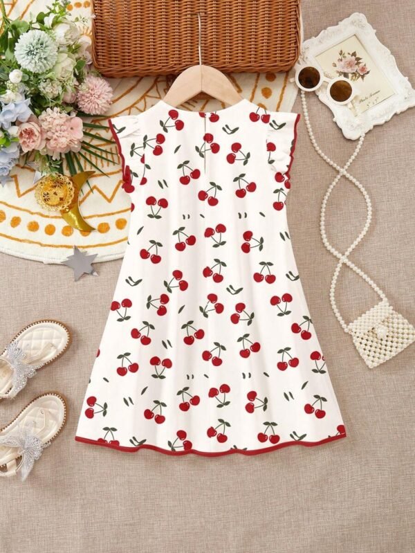 Vestido de verano sencillo con volantes en el dobladillo con estampados de corazones - Imagen 2