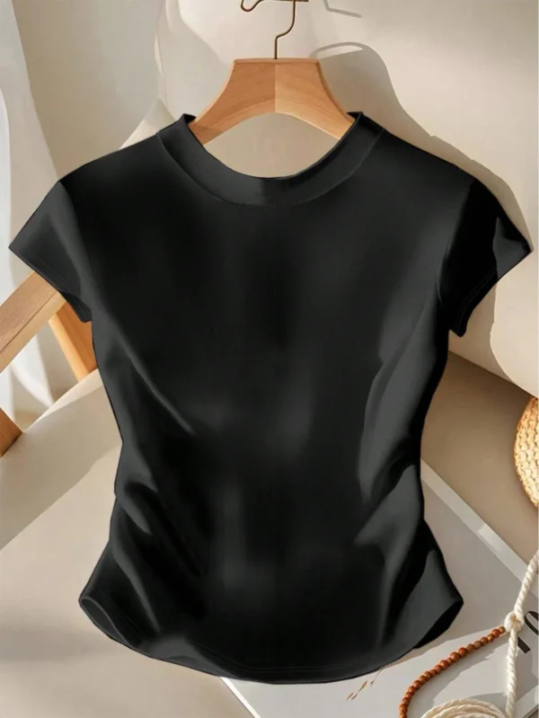 Blusa casual de manga corta y cuello redondo - Imagen 2