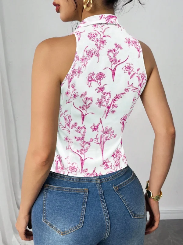 Blusa con acento de corbata y moño, estilo bohemio - Imagen 2