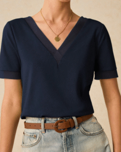 Blusa de manga corta casual de unicolor