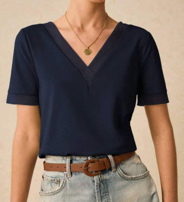 Blusa de manga corta casual de unicolor