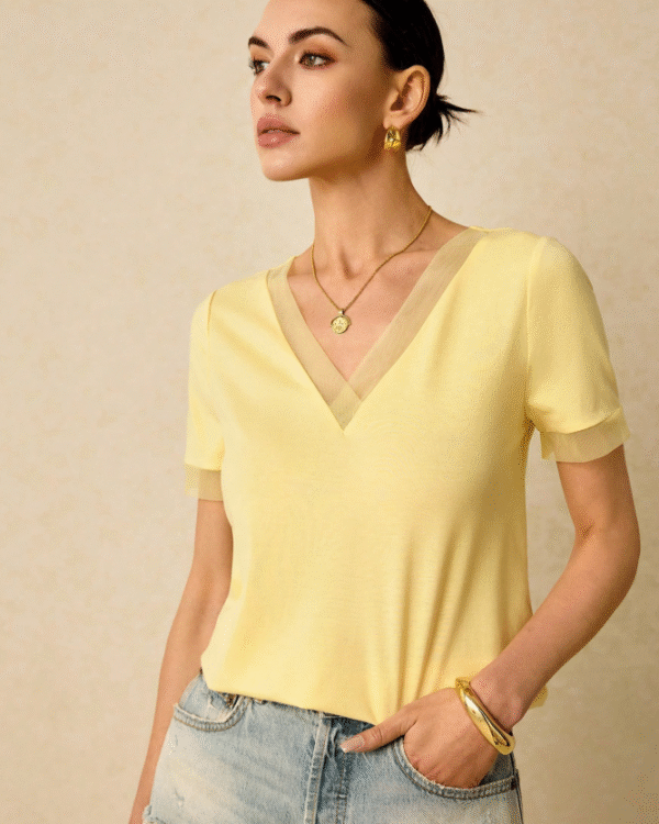 Blusa de manga corta casual de unicolor