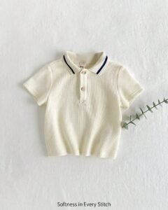 Camisa de polo suave tejida para niño bebé con cierre de media