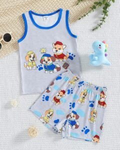 Conjunto de pijama informal y cómodo con estampado de perro de dibujos animados