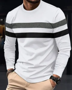 Camiseta de manga larga con cuello redondo para hombres