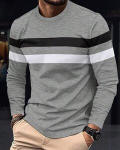 Camiseta de manga larga con cuello redondo para hombres