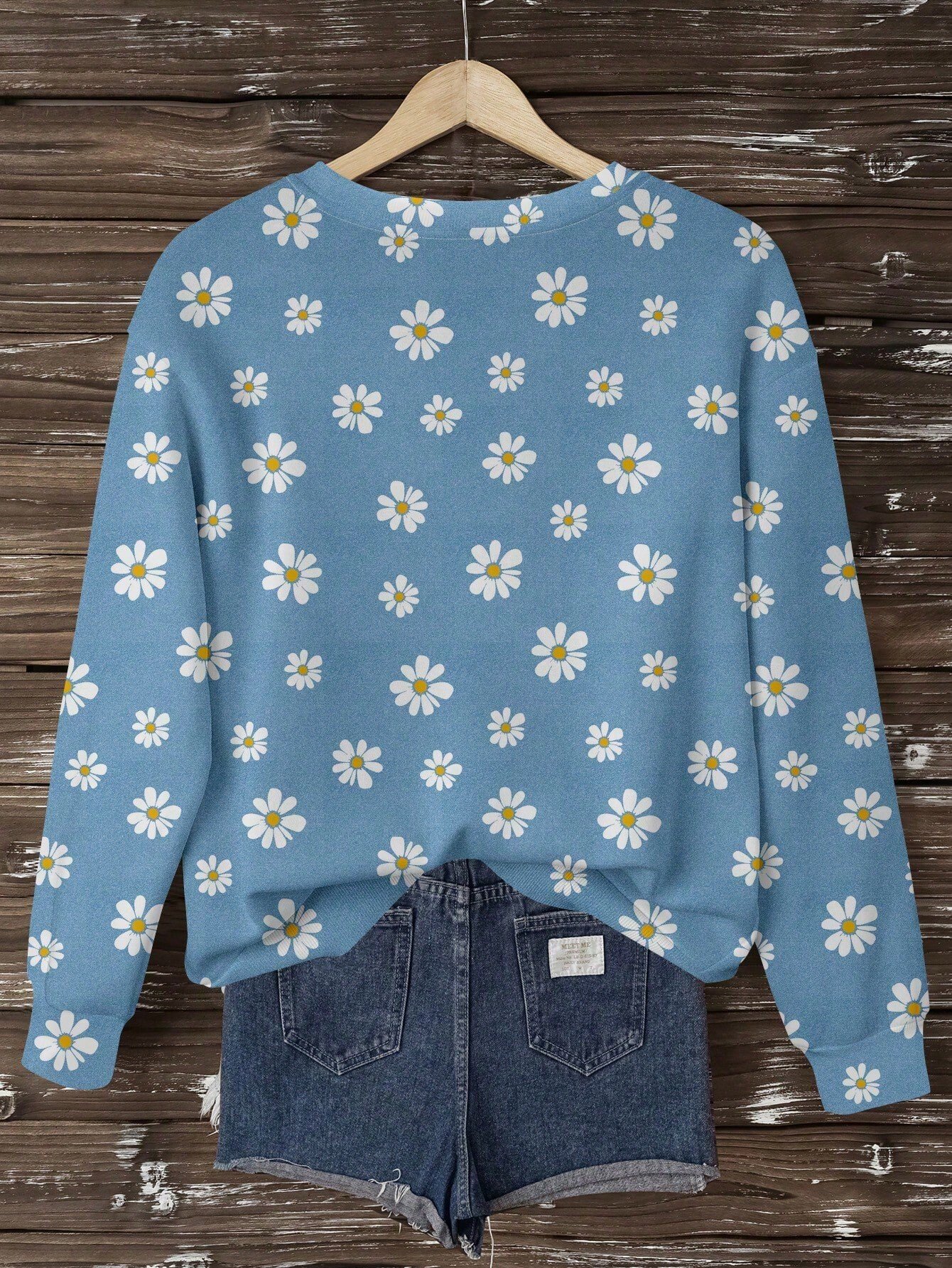 Camiseta holgada de manga larga, cuello redondo - Imagen 2