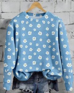 Camiseta holgada de manga larga, cuello redondo