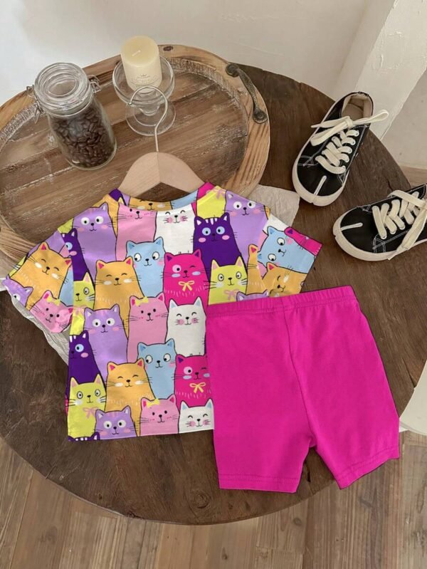 Conjunto de camiseta de cuello redondo y leggings con estampado lindo - Imagen 2