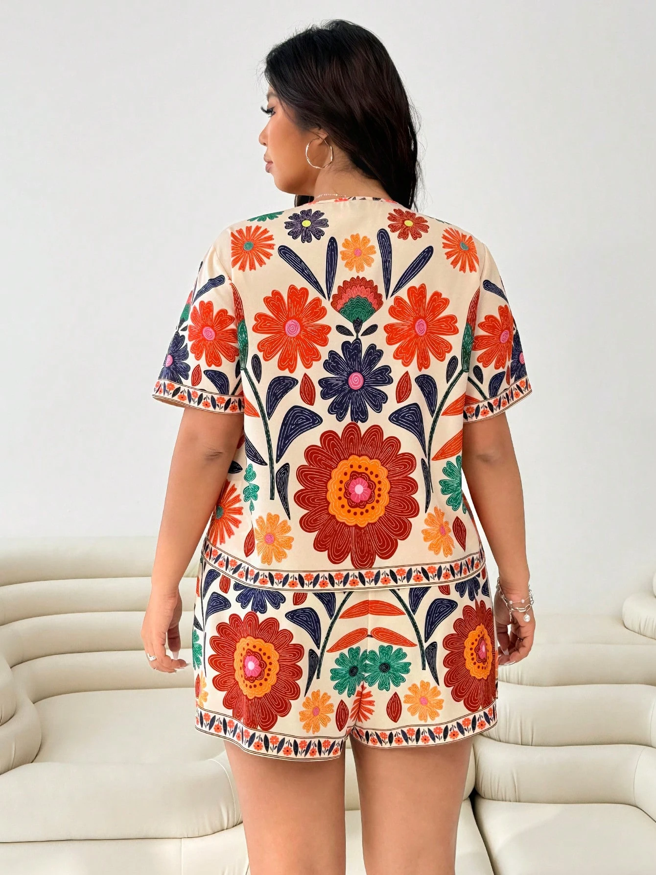 blusa y shorts con estampado floral para mujer - Imagen 2