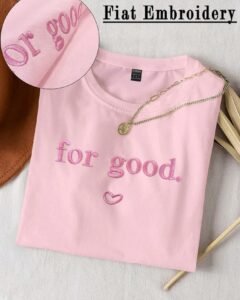 Camiseta de verano entallada para mujer con diseño bordado del eslogan en inglés