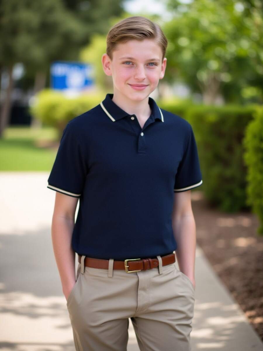 Polo de manga corta con cuello a contraste de rayas azul marino clásico - Imagen 3