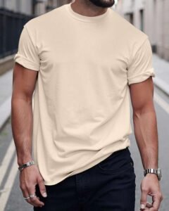 Camiseta casual de hombre de unicolor, estilo minimalista