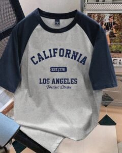 Camiseta para hombre con bloques de color azul marino y gris claro