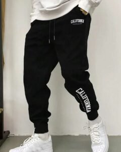 Pants deportivos con cintura elástica delgada, estampado de letras transpirable