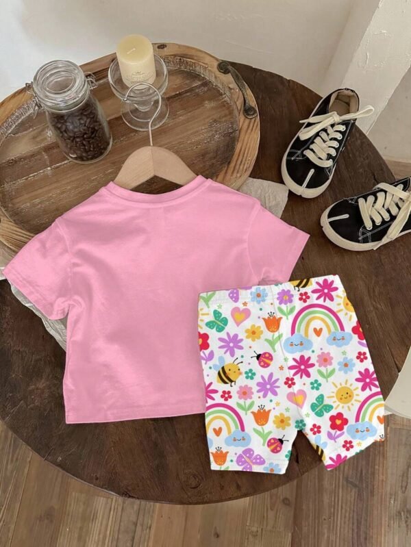 Conjunto de camiseta de cuello redondo y leggings con estampado lindo - Imagen 2