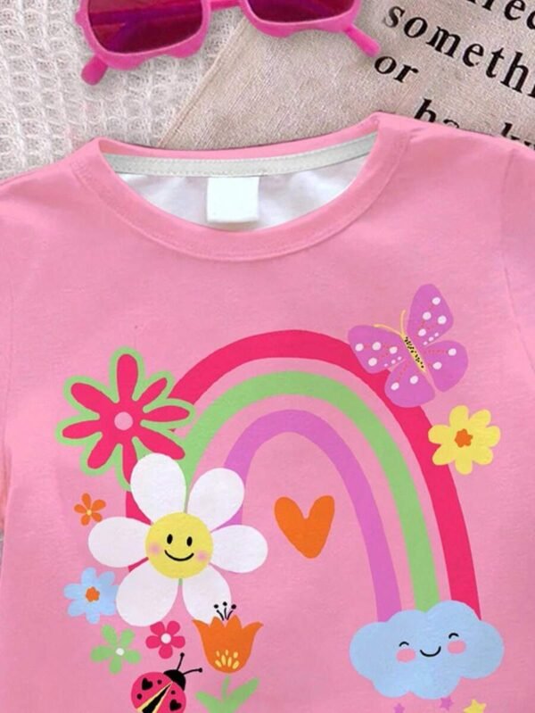 Conjunto de camiseta de cuello redondo y leggings con estampado lindo - Imagen 3