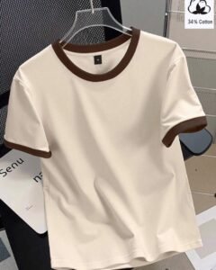 Camiseta de manga corta casual minimalista con bloques de color