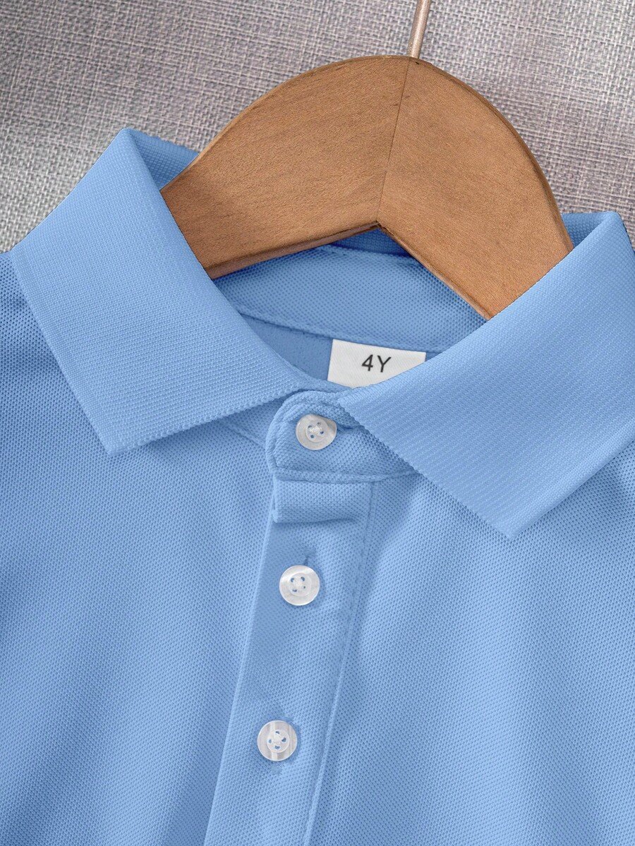 Camisa polo de manga corta de color rojo sólido clásica - Imagen 3