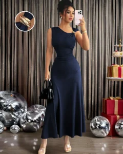 Vestido casual y elegante para mujer con cuello asimétrico