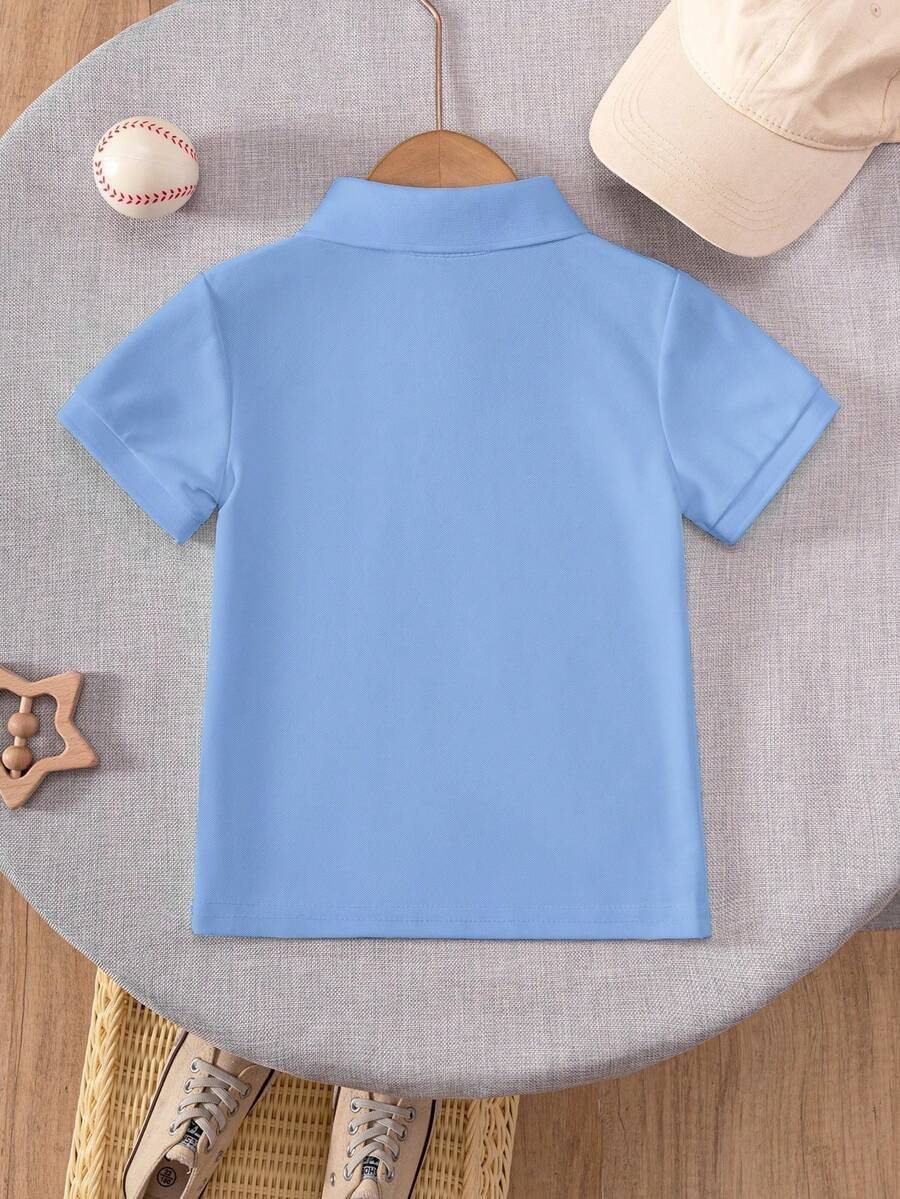 Camisa polo de manga corta de color rojo sólido clásica - Imagen 2