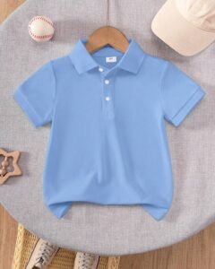 Camisa polo de manga corta de color rojo sólido clásica