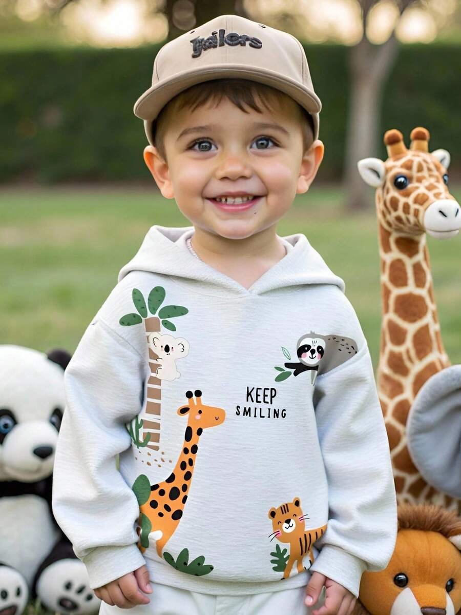 Sudadera con capucha suave y cómoda de punto suelto con estampado de animales - Imagen 3