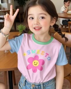 Camiseta de manga corta y cuello redondo minimalista casual