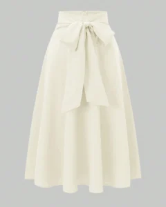 Falda elegante y de moda con decoración de lazo en unicolor