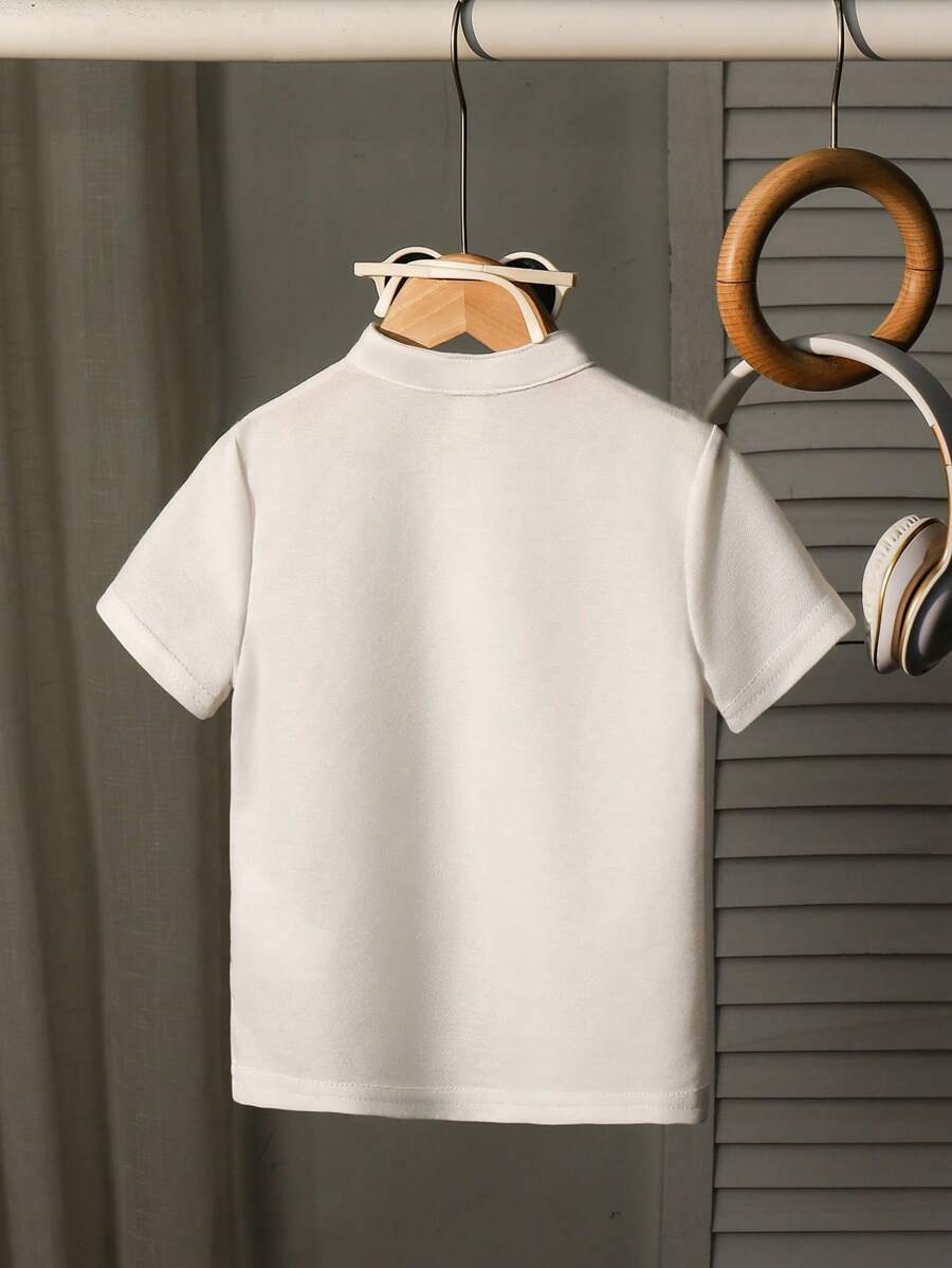 Camisa polo de manga corta de unicolor cómoda - Imagen 2