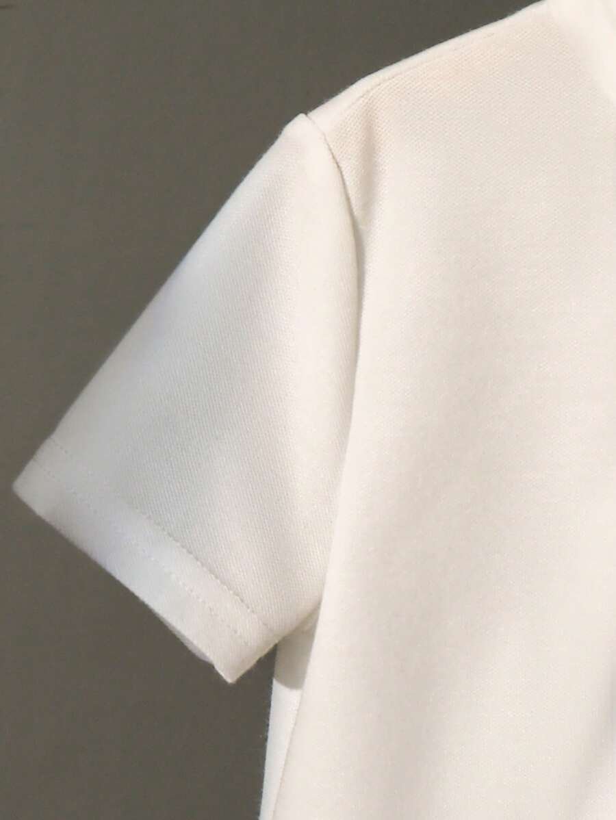 Camisa polo de manga corta de unicolor cómoda - Imagen 3