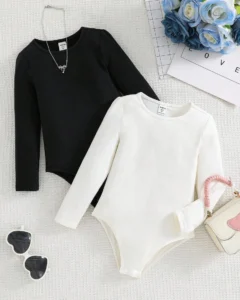 Mono de punto de cuello redondo de manga larga con estilo casual de calle