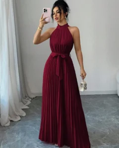 Vestido elegante y romántico para mujer con cuello con volantes