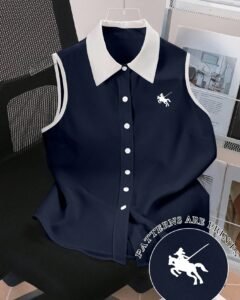 Camiseta sin mangas para mujer, blusa con estampado de caballero elegante