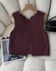 Camiseta de punto sin mangas con lazo