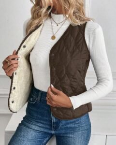 Chaleco acolchado con forro polar para mujer