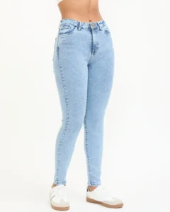 Jeans Skinny Tiro Alto Azul Claro