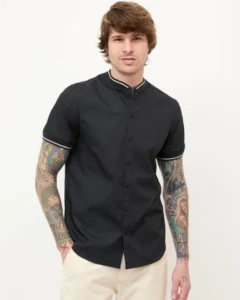 Camisa Cuello Mao Negra