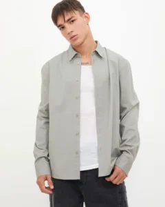 Camisa gris manga larga