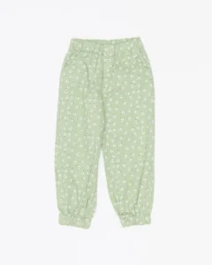 Jogger con Flores Gabardina Verde