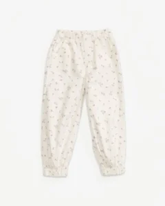 Jogger con Flores Gabardina Hueso