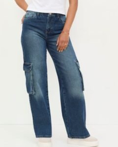 Jeans Cargo Recto Azul Oscuro