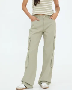 Pantalón Cargo Gabardina Gris